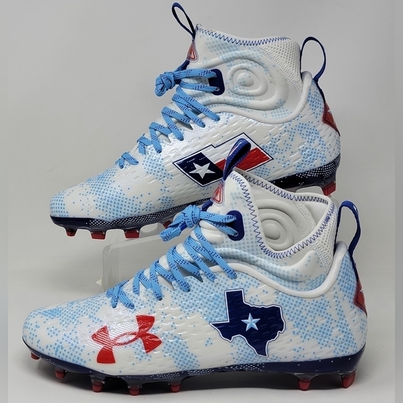 Under Armour Men Spotlight Lux 2 MC 3027041-100 TEXAS Football Cleats Size Multi